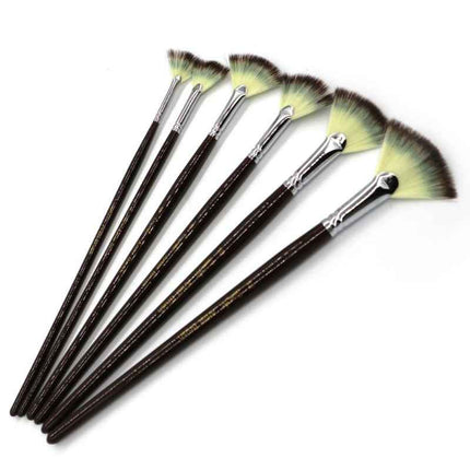 6 Pieces Fan Shaped Synthetic Watercolor Paint Brushes Set