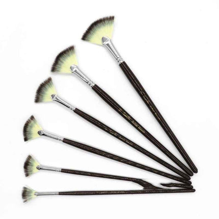 6 Pieces Fan Shaped Synthetic Watercolor Paint Brushes Set