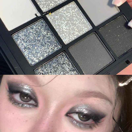 Multitone Shadow Palette Matte Charcoal Rocker Ebony Silver Glossy Shimmer