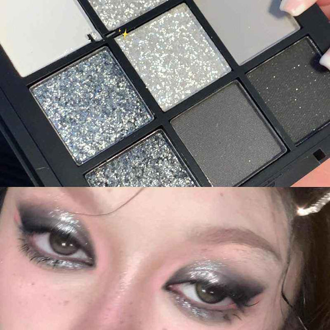 Multitone Shadow Palette Matte Charcoal Rocker Ebony Silver Glossy Shimmer
