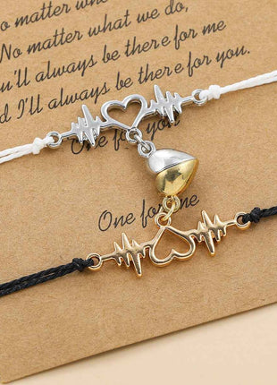 Bracciali Magnetici per Coppia - Design Elettrocardiogramma Simbolo d'Amore - OrizonShop