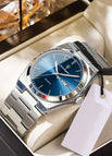 P930 Silver Shell Blue Surface Steel Belt