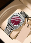 788 Silver Shell Burgundy Steel Belt Model