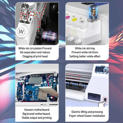 A3 Plus XP600 DTF Printer,Direct to Film,2X-Speed Compared to L1800,5" LED Multi-Function Display,Film Cutter,For Small Business