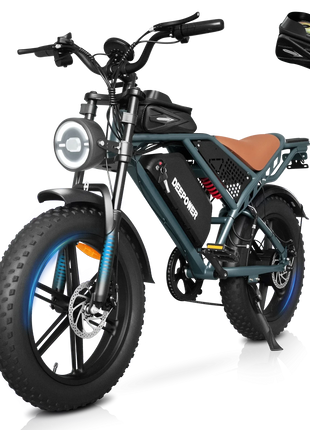 DEEPOWER QS7 Peak 1500W Electric Bicycle 48V 60AH Dual battery Electric Bike 20Inch 4.0 Fat Tire Snow E-bike,Dual Shock Absor