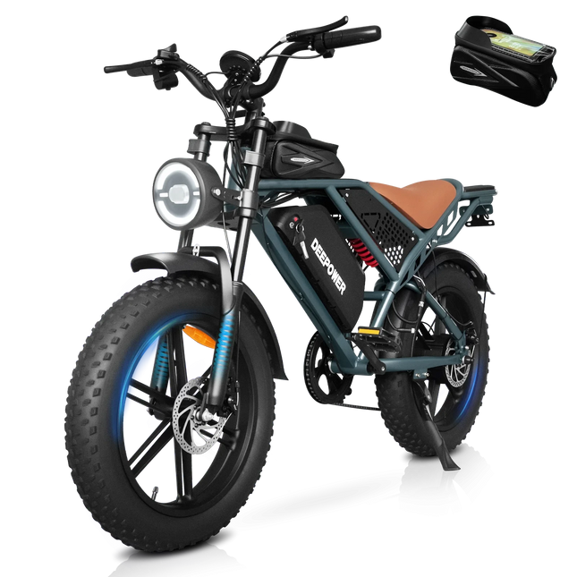 DEEPOWER QS7 Peak 1500W Electric Bicycle 48V 60AH Dual battery Electric Bike 20Inch 4.0 Fat Tire Snow E-bike,Dual Shock Absor