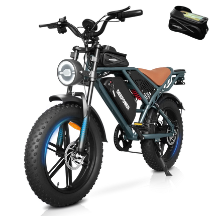 DEEPOWER QS7 Peak 1500W Electric Bicycle 48V 60AH Dual battery Electric Bike 20Inch 4.0 Fat Tire Snow E-bike,Dual Shock Absor