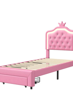 Rosahqnda Children bed Padded Single bed 90*200cm Double Bed 140*200cm girls bed Princesses bed Youth bed Frame PU