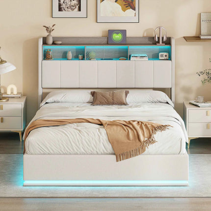 MINGZHE double bed 90/140/160x200 cm/140x190cm with LED USB, metal structure, velvet, mattress not included