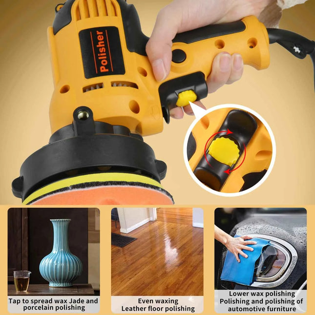 Electric Car Polisher Car Beauty Waxing Machine 125mm Adjustable Speed Sanding Waxing Tools Automotive Polishing Scratch Repair
