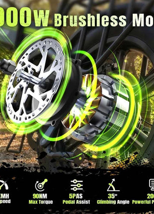 DEEPOWER H20Pro 2000W Electric Bike 48V 25Ah LG Battery Foldable 20 inch Fat Tire Ebike 55km/h Off-Road Adult E-Bicycle Hydraulic Brak Eelectric bicycle