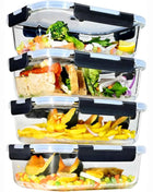 1520/640ml Glass Food Storage Containers, Set of Airtight Containers with Steam Release Valves, BPA-Free, Kitchen Storage Boxes