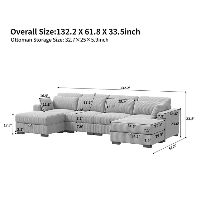 Modular corner Couch, 2/seater Couch, ribbed velvet padded with Couch-converted footed living room