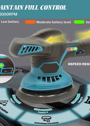 Lucidatrice per Auto Senza Fili da 150mm, 6 Velocità Variabili, Macchina Elettrica al Litio per Lucidatura e Ceratura, Levigatrice per Riparazioni, Kit Utensili Elettrici Ricaricabili per Batterie Makita