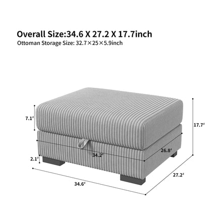 Modular corner Couch, 2/seater Couch, ribbed velvet padded with Couch-converted footed living room