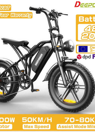 DEEPOWER S20 Adults Off-Road Electric Bike 1500W motor 48V 20AH lithium battery LED Display All-Terrain 20-inch Motorcycle Ebike