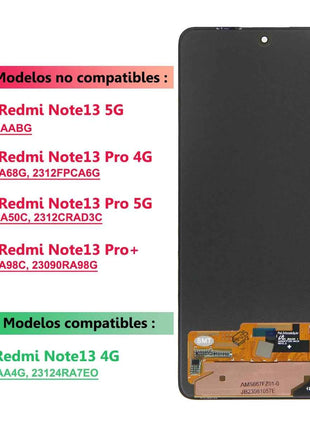 Testato AMOLED Nota 13 4G Display Con Cornice Per Xiaomi Redmi Nota 13 4G LCD 23129RAA4G Display Touch Screen Digitizer Assembly