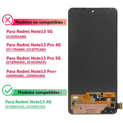 Testato AMOLED Nota 13 4G Display Con Cornice Per Xiaomi Redmi Nota 13 4G LCD 23129RAA4G Display Touch Screen Digitizer Assembly