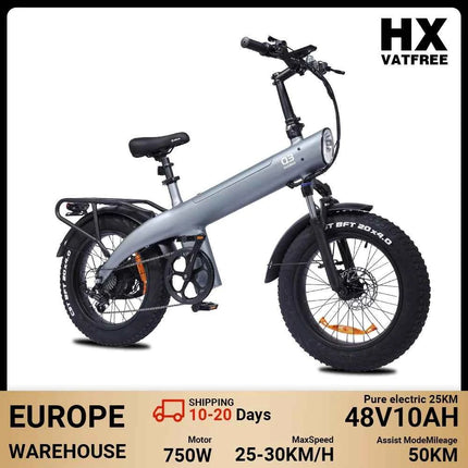HX Q3 2000W Adult Electric Bike 48V 20AH E Bike 115N.m 20 Inch fat tire Electric Bicycle Removable Battery Foldable Ebike