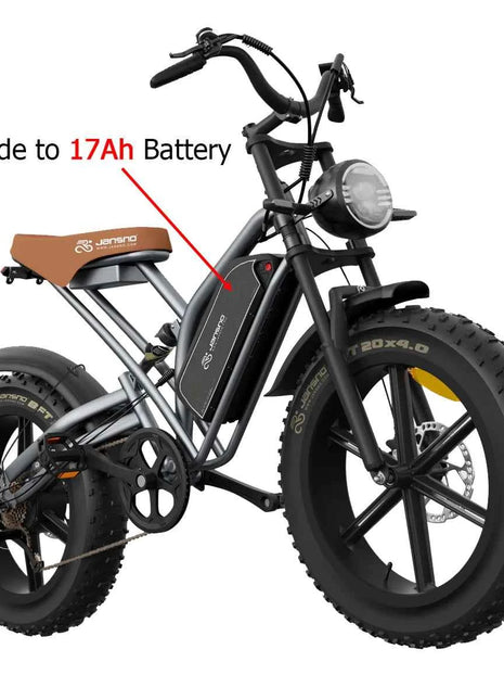 JANSNO X50 Adults Electric Bike 750/250W 48V17AH Removable battery Fat Tire 20" Off Road Mountain Ebike 25MPH Electric Bicycle