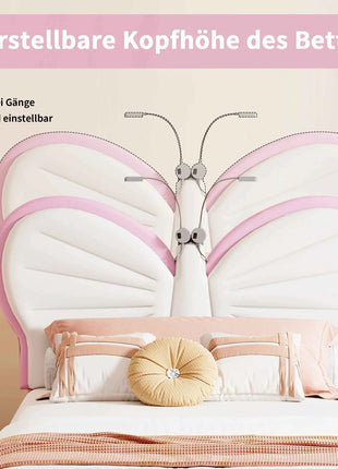 Rosahqnda kids bed rack 90*200cm light adjustable headboard butterfly bed pad bed single bed girls bed