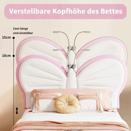 Rosahqnda kids bed rack 90*200cm light adjustable headboard butterfly bed pad bed single bed girls bed