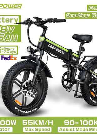 DEEPOWER H20Pro 2000W Electric Bike 48V 25Ah LG Battery Foldable 20 inch Fat Tire Ebike 55km/h Off-Road Adult E-Bicycle Hydraulic Brak Eelectric bicycle