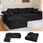 COMHOMA 105 ”Modular Sofa L-Shaped Couch Cord Fabric Chaise Longue For living room No Assembling Required