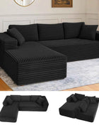 COMHOMA 105 ”Modular Sofa L-Shaped Couch Cord Fabric Chaise Longue For living room No Assembling Required