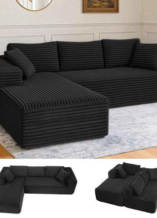 COMHOMA 105 ”Modular Sofa L-Shaped Couch Cord Fabric Chaise Longue For living room No Assembling Required