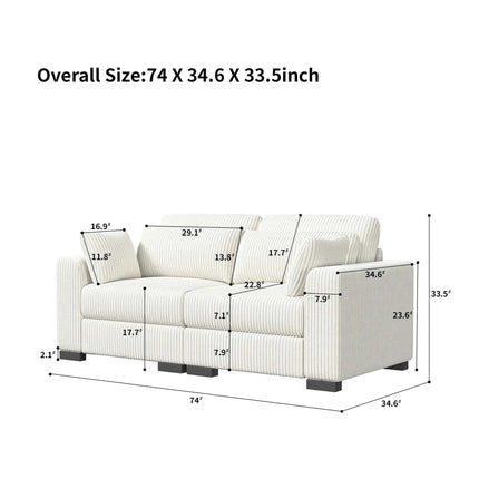 Modular corner Couch, 2/seater Couch, ribbed velvet padded with Couch-converted footed living room