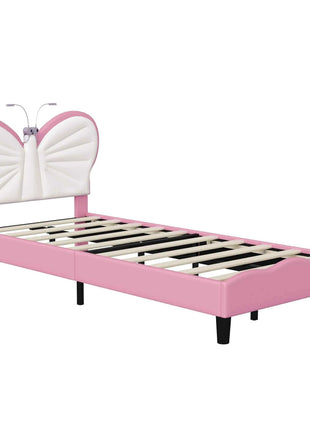Rosahqnda kids bed rack 90*200cm light adjustable headboard butterfly bed pad bed single bed girls bed