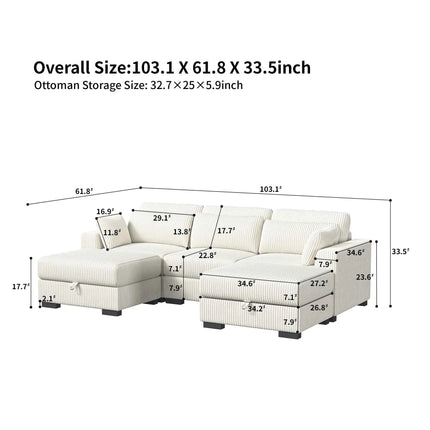 Modular corner Couch, 2/seater Couch, ribbed velvet padded with Couch-converted footed living room