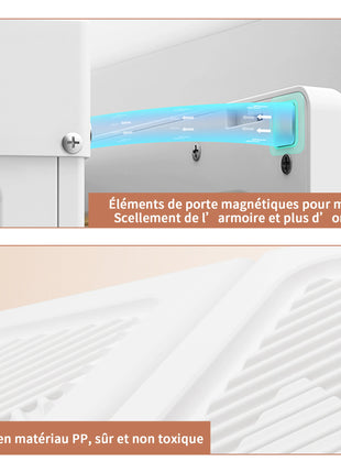 Mobile pieghevole multifunzione con asta appendiabiti, ripiani, ante magnetiche, armadio portatile, guardaroba, facile da montare, per soggiorno, camera da letto, bianco