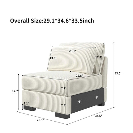 Modular corner Couch, 2/seater Couch, ribbed velvet padded with Couch-converted footed living room