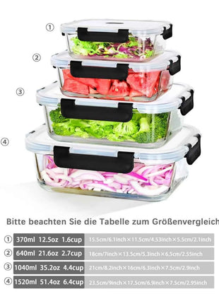 1520/640ml Glass Food Storage Containers, Set of Airtight Containers with Steam Release Valves, BPA-Free, Kitchen Storage Boxes
