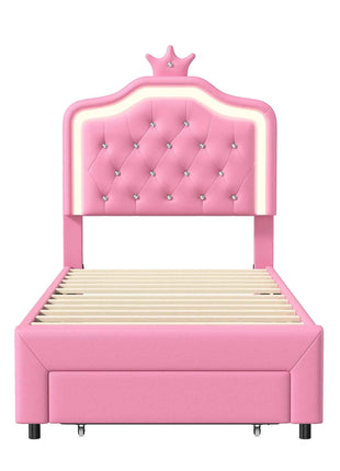 Rosahqnda Children bed Padded Single bed 90*200cm Double Bed 140*200cm girls bed Princesses bed Youth bed Frame PU