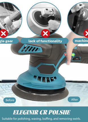 Lucidatrice per Auto Senza Fili da 150mm, 6 Velocità Variabili, Macchina Elettrica al Litio per Lucidatura e Ceratura, Levigatrice per Riparazioni, Kit Utensili Elettrici Ricaricabili per Batterie Makita