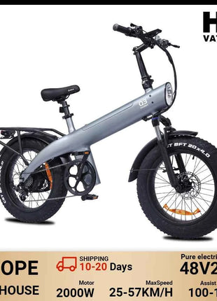 HX Q3 2000W Adult Electric Bike 48V 20AH E Bike 115N.m 20 Inch fat tire Electric Bicycle Removable Battery Foldable Ebike