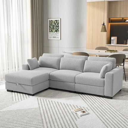 Modular corner Couch, 2/seater Couch, ribbed velvet padded with Couch-converted footed living room
