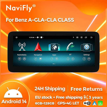 8 Core Android 14 Auto Radio Wireless CarPlay For Mercedes-Benz A-Class W176 GLA X156 CLA C117 DSP GPS 4G WIFI Multimedia Player