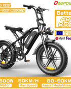 DEEPOWER S20 Adults Off-Road Electric Bike 1500W motor 48V 20AH lithium battery LED Display All-Terrain 20-inch Motorcycle Ebike