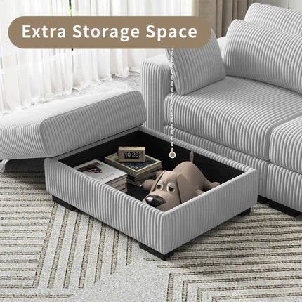 Modular corner Couch, 2/seater Couch, ribbed velvet padded with Couch-converted footed living room