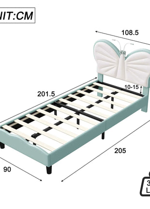 Rosahqnda kids bed rack 90*200cm light adjustable headboard butterfly bed pad bed single bed girls bed