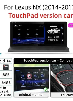 Nunoo Android 14 CarPlay Auto Radio For Lexus NX NX200 NX200T NX300h 2014-2021 Multimedia Navigation GPS DSP 4G WiFi