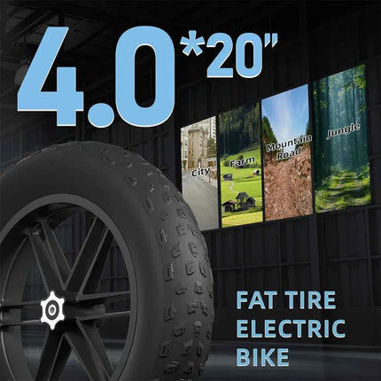 DEEPOWER 1500W Adult Electric Bike 48V 60AH Dual Battery Electric Bicycle 20-inch Fat Tire Outdoor Off-Road All-Terrain Ebike