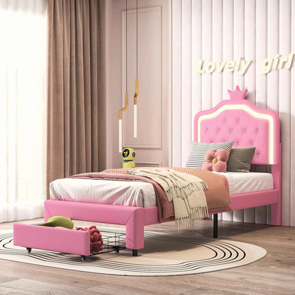 Rosahqnda Children bed Padded Single bed 90*200cm Double Bed 140*200cm girls bed Princesses bed Youth bed Frame PU