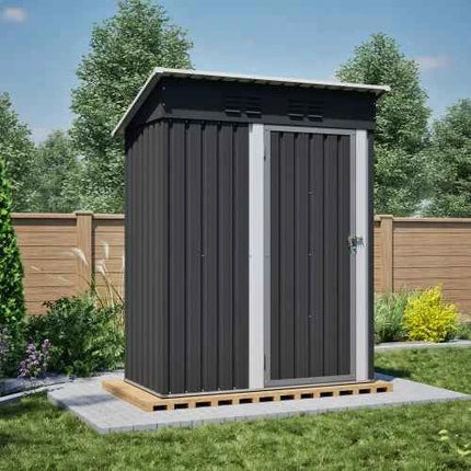 Casetta da Giardino Metallo 6x8 FT - Doppia Porta, Serratura e Pavimento Incluso