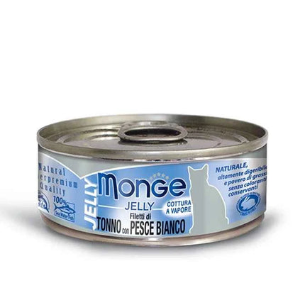 Monge Gatto, Tuna in Jelly Can 80gr-Piects of Tuna and White Fish