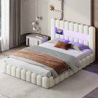 MINGZHE trunk bed with box trunk, Double upholstered bed with slatted box, 2-person bed with LED and USB
